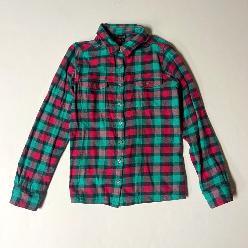 Patagonia Plaid Flannel Shirt - Green and Pink